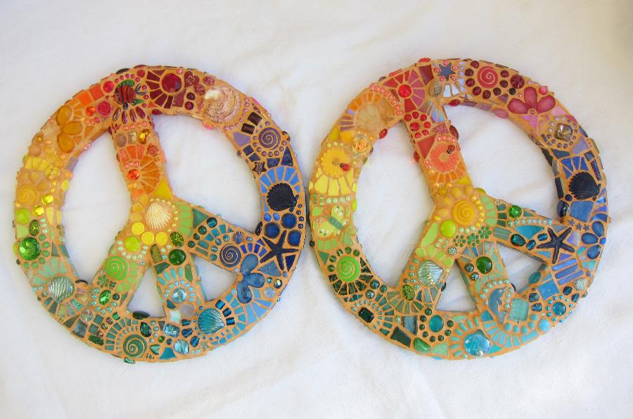 Rainbow Mosaic Peace Sign